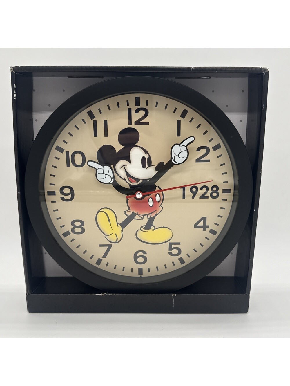 Disney Store Mickey Mouse 10" Wall Clock 1928 Style Drawing Moving Hands New!